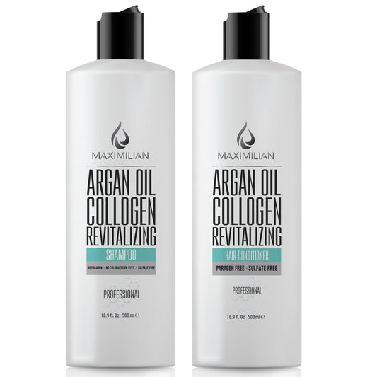 Maximilian Argan Oil Collagen Shampoo and Conditioner Set - Sulfate Free Shampoo and Conditioner Set for All Hair Types - Cruelty-Free and Vegan Argan Oil Shampoo and Argan Oil Conditioner - Arlena Beauty