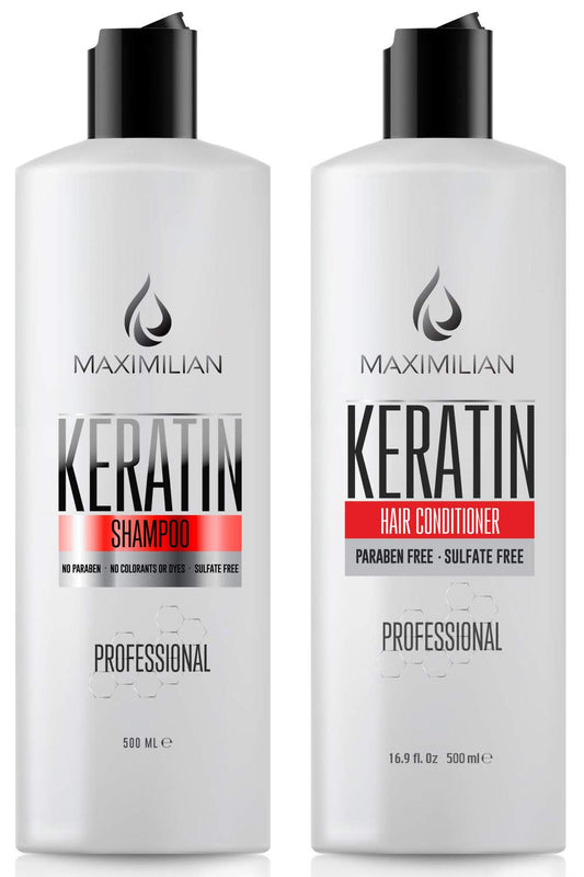 Keratin Shampoo And Conditioner For Color Treated Hair- Sulfate Free Hair Care Treatment For Dry, Curly, Blonde, Damaged Women Hair- Clarifying And Protective Keratin Complex(2x16.9 Fl Oz) - Arlena Beauty