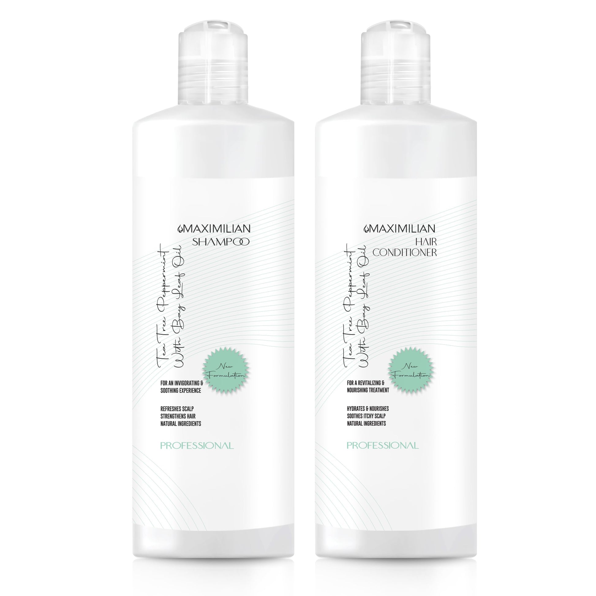 MAXIMILIAN Tea Tree Mint Shampoo and Conditioner Set - Refreshing, Soothing, Bay Leaf Oil for Hair & Scalp - Made in USA - Hydrating, Nourishing, Sodium Lauryl Sulfate Free Shampoo, Ideal for Women - Arlena Beauty