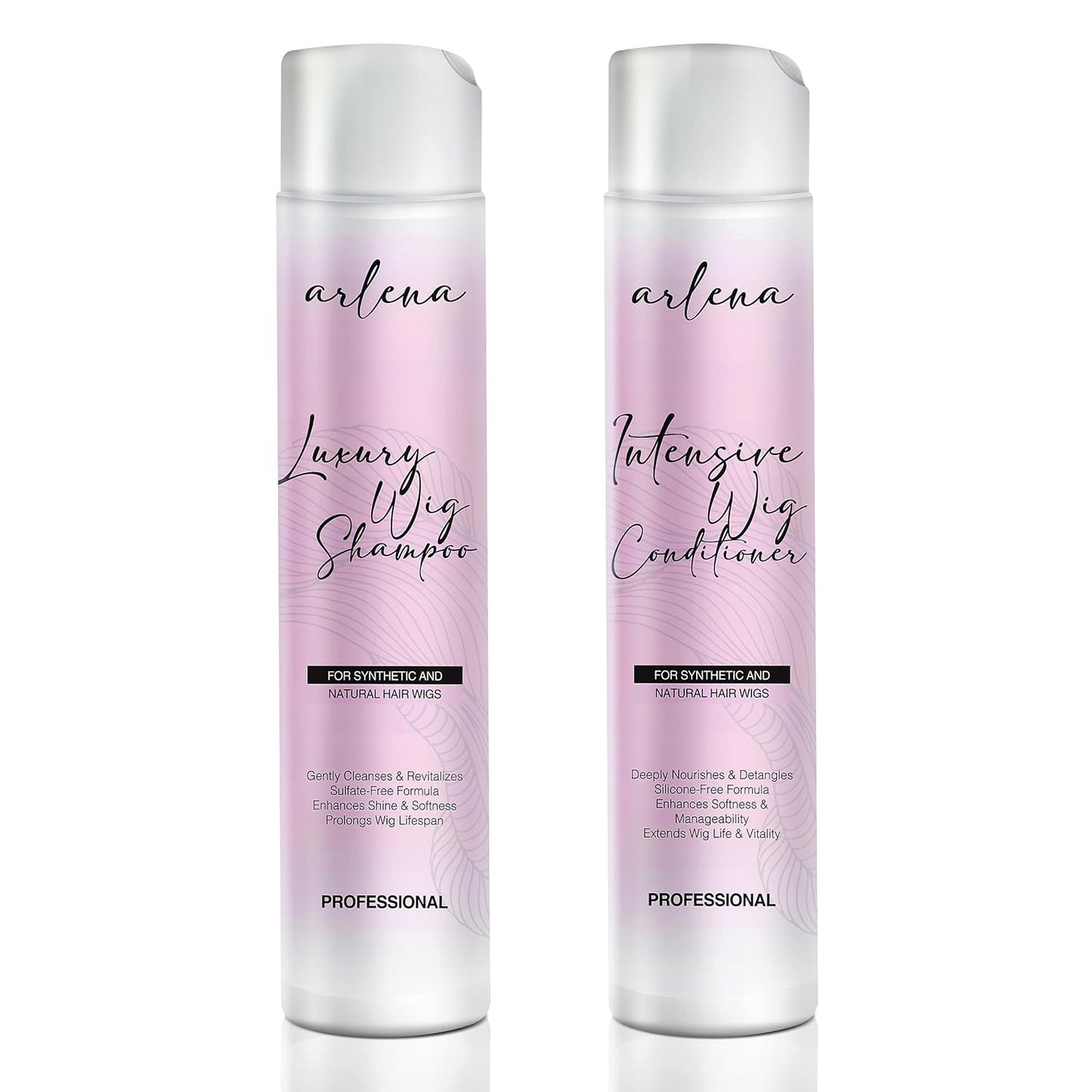 Arlena Luxury Wig Shampoo and Conditioner Set for Synthetic and Natural Hair Wigs - Made in USA, Sulfate-Free, Enhances Shine & Softness, Prolongs Wig Lifespan, Deeply Nourishes & Detangles - Arlena Beauty